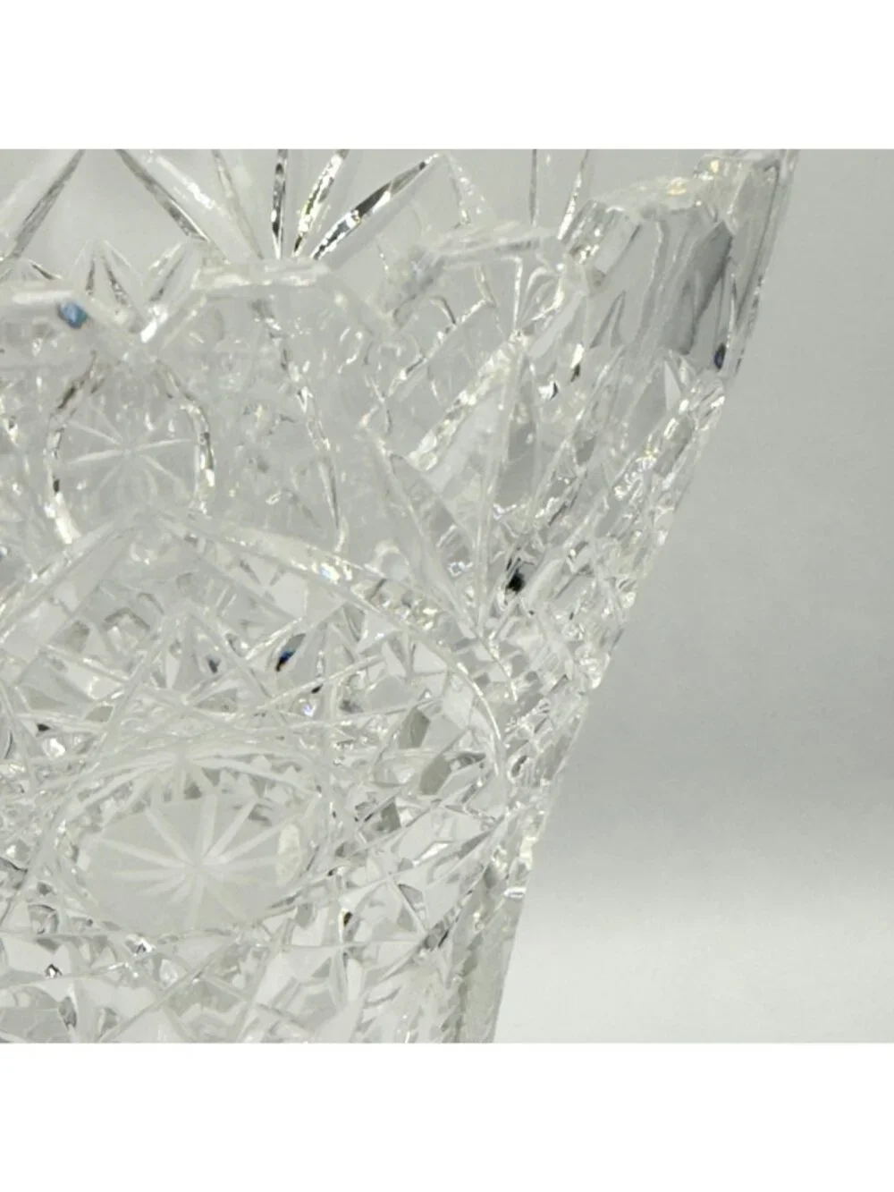 Vintage American Brilliant Cut Glass Trumpet Vase Hobstar 10
